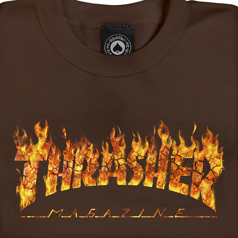 Thrasher Inferno Crewneck Sweater Dark Chocolate