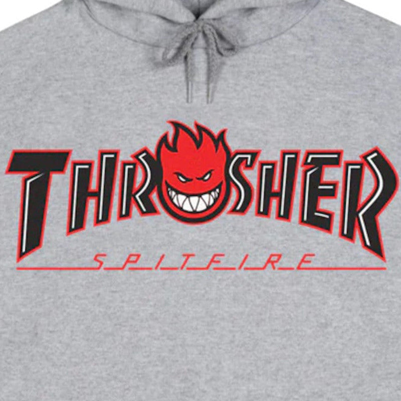 Thrasher x Spitfire Big Head Outline Hooded Sweater Ash