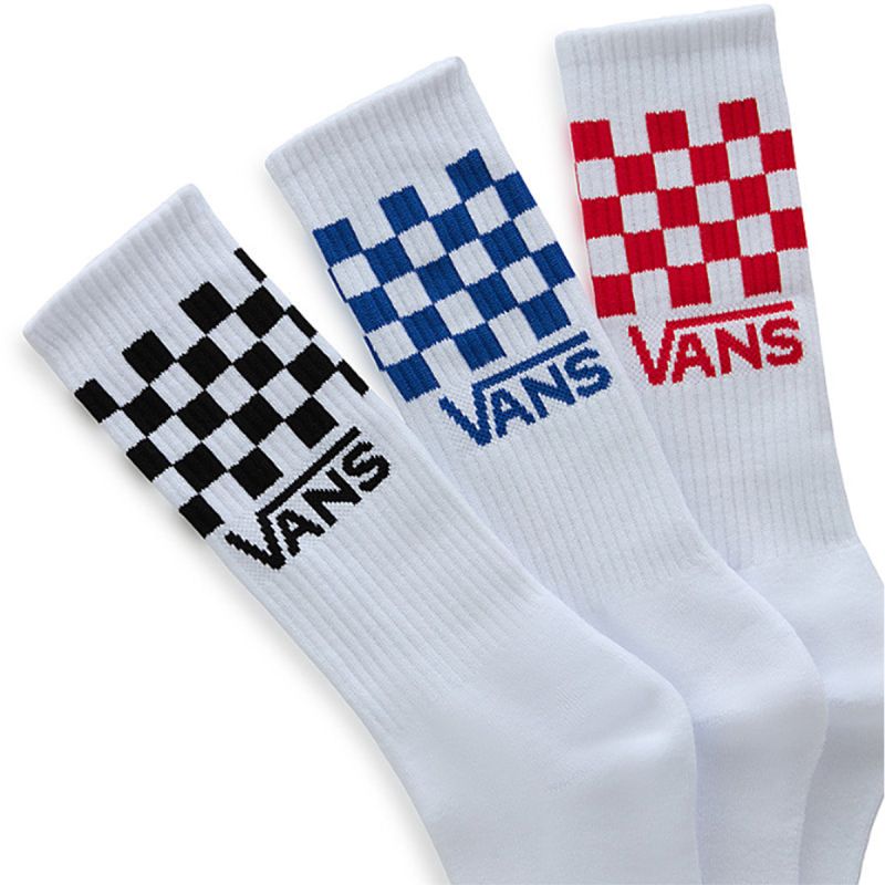 Vans Classic Check Crew Socks White