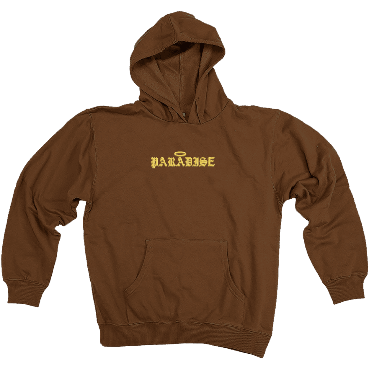 Paradise NYC Halo Skull Embroidered Hoodie Brown