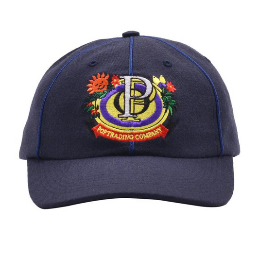 POP Floral Crest Sixpanel Hat Navy Wool