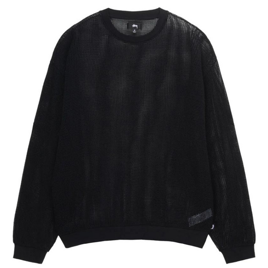 Stüssy Cotton Mesh LS Crewneck Sweater Black