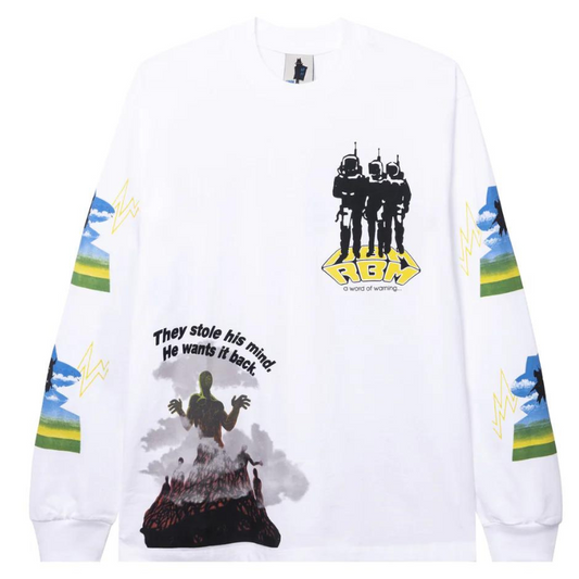 Real Bad Hardcore SCI FI Longsleeve T-Shirt White