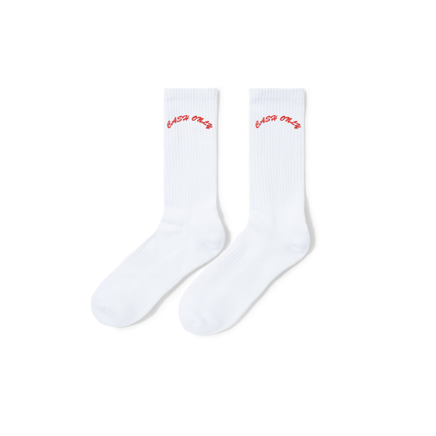 Cash Only Drop 6 Logo Crew Socks White