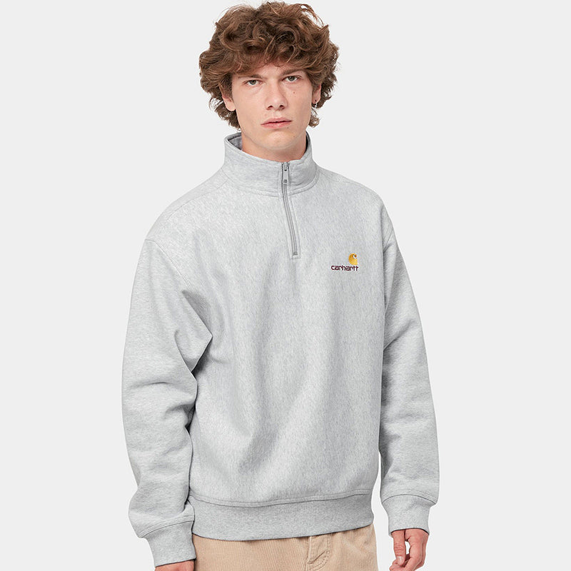 Carhartt WIP Half Zip American Script Sweater Ash Heather