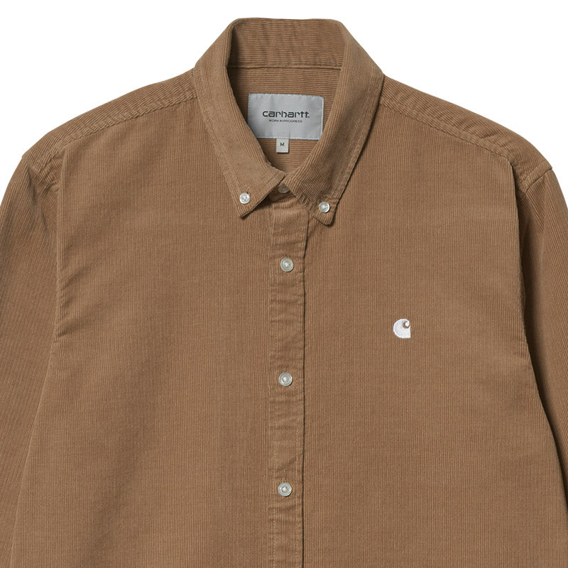 Carhartt WIP Madison Fine Cord Longsleeve Shirt Nomad/White