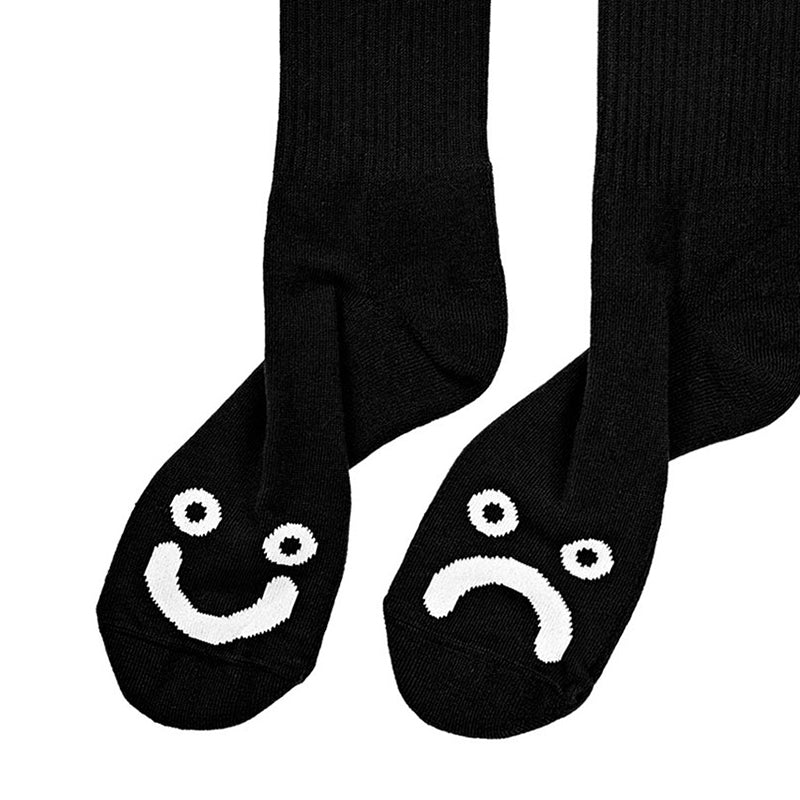 Polar Happy Sad Rib Socks Black