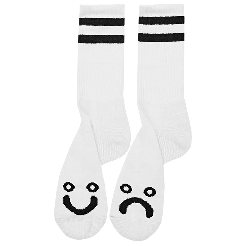 Polar Happy Sad Rib Socks White