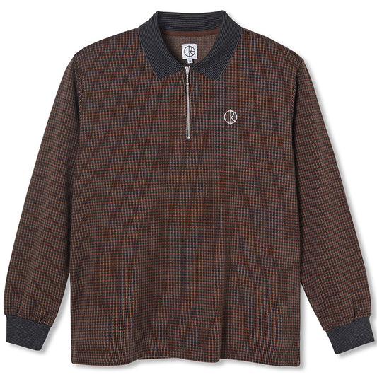Polar Jacques Longsleeve Polo Shirt Grey Brown