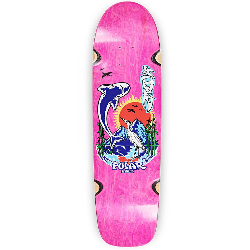 Polar Shin Sanbongi Freedom Wheel Well Surf Jr. Shape Skateboard Deck Lime 9.0
