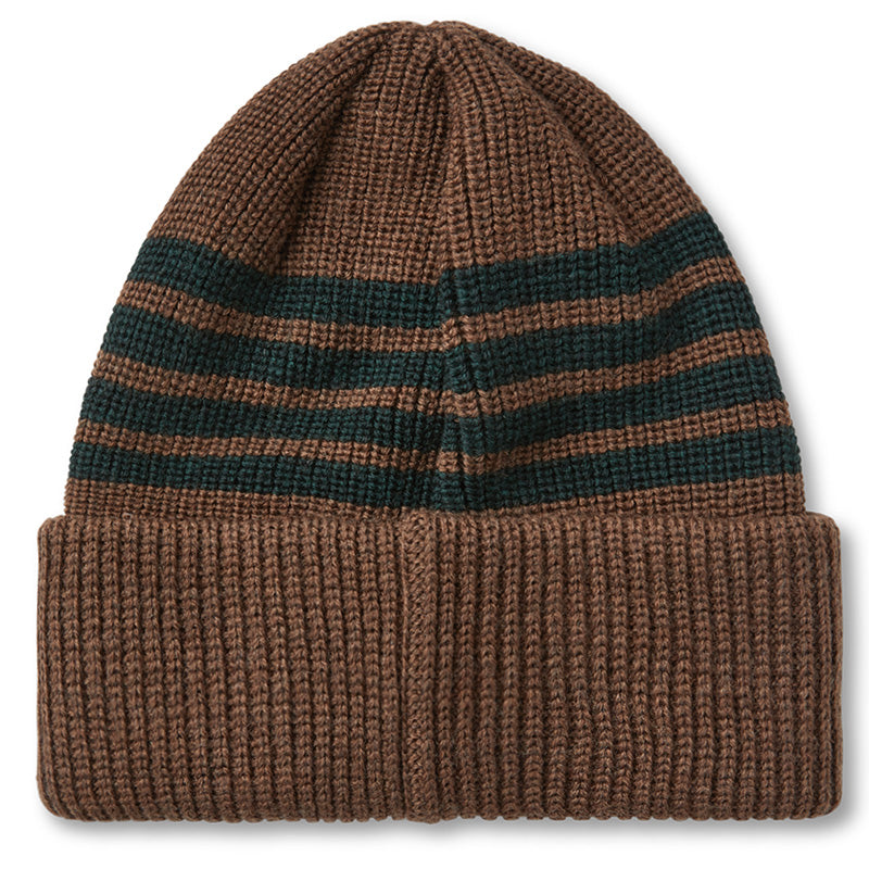 Polar Stripe Merino Beanie Brass/Dark Green