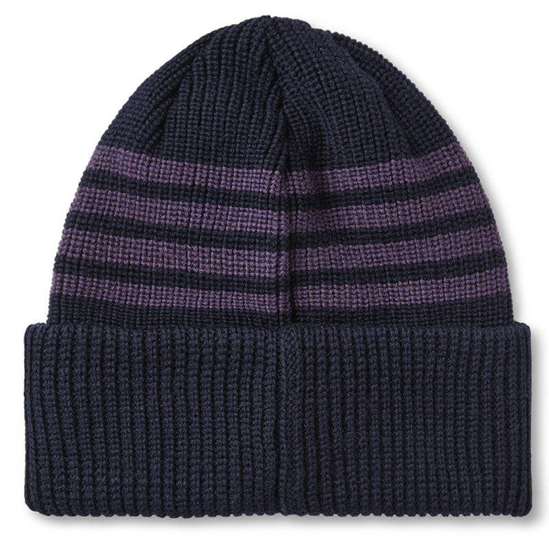 Polar Stripe Merino Beanie Navy/Purple