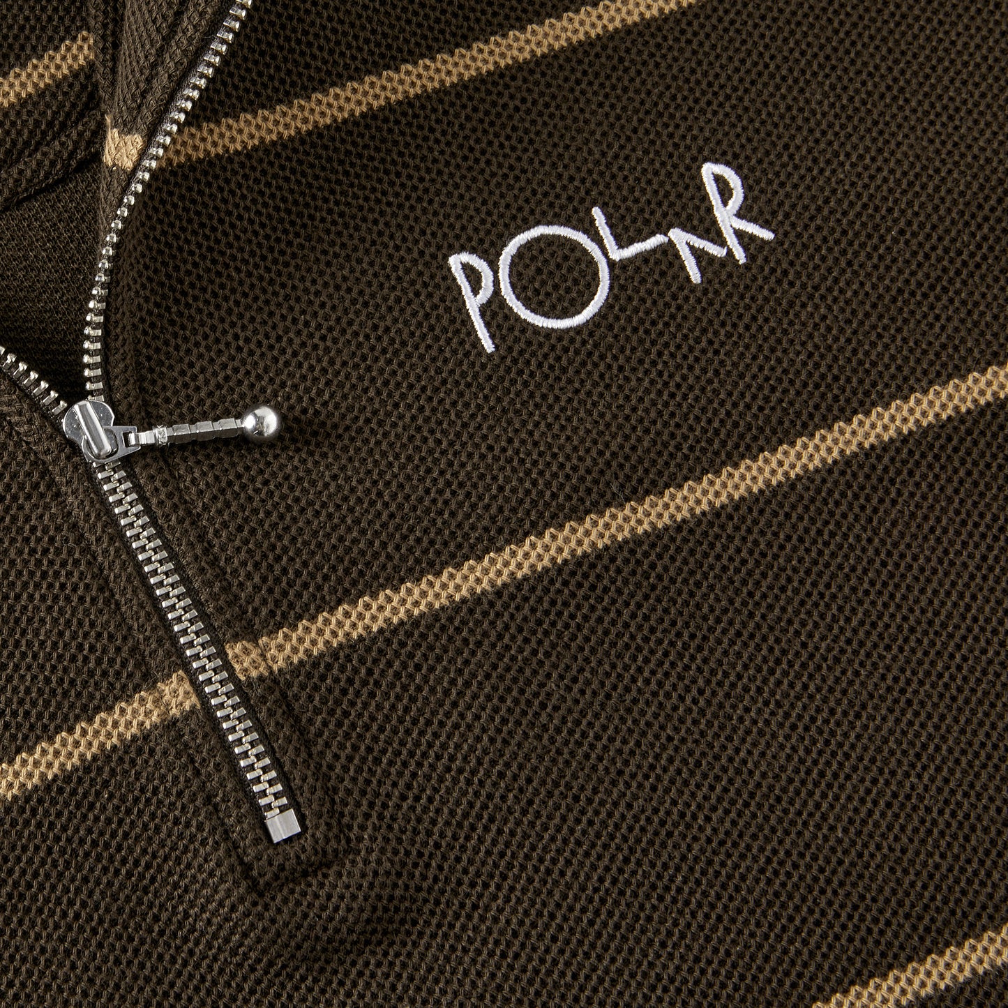 Polar Stripe Zip Neck Sweatshirt Brown