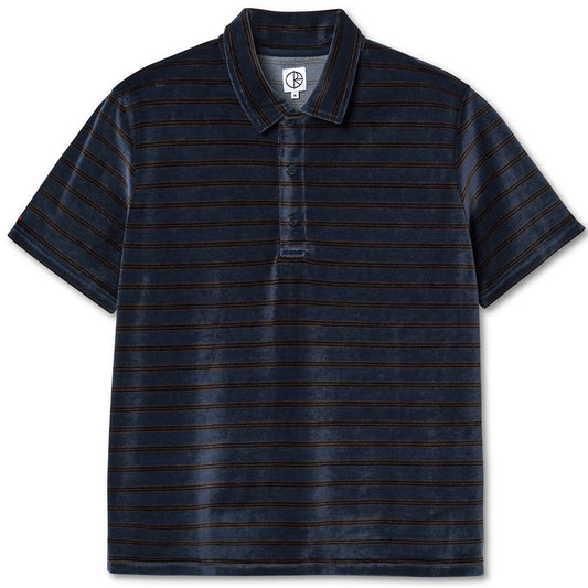 Polar Velour Polo Shirt Grey Blue
