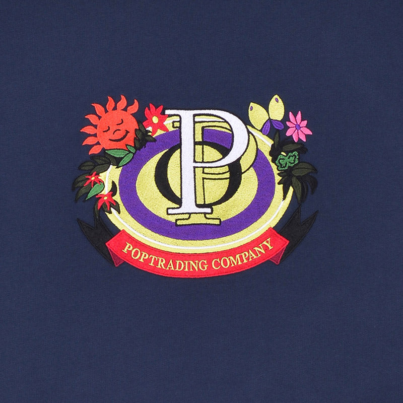 POP Floral Crest Crewneck Sweater Navy