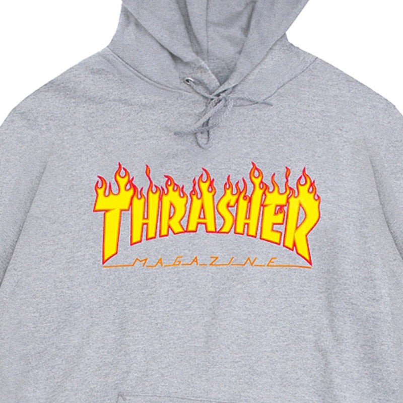 Thrasher Flame Logo Hoodie Grey