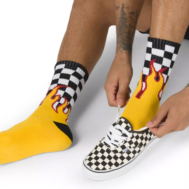 Vans Flame Check Crew Socks Black/White Check/Flame