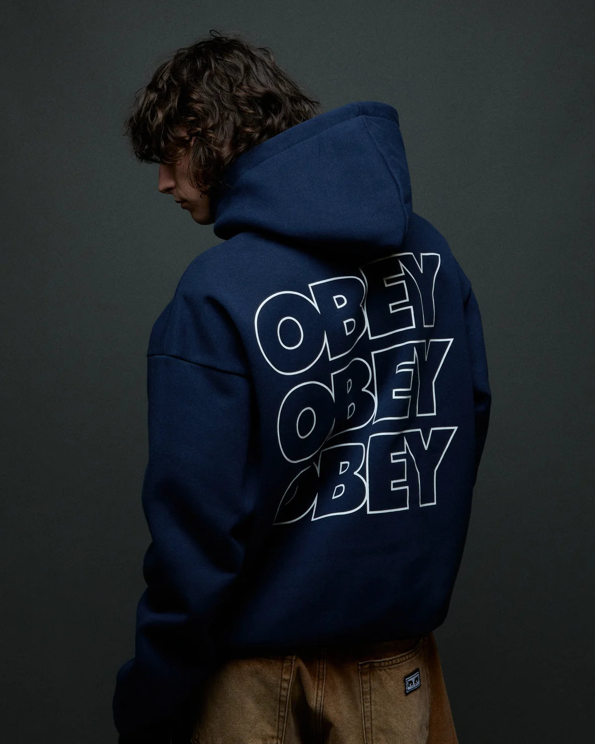 Obey Treble Extra Heavy Hooded Sweater Pageant Blue