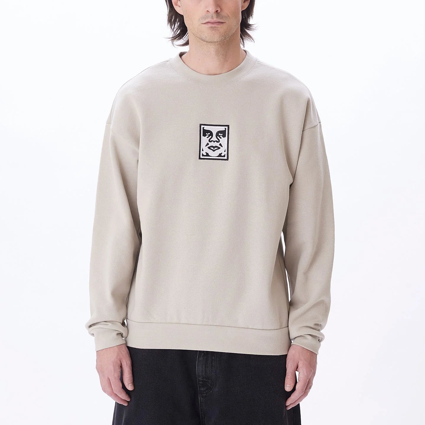 Obey Icon Extra Heavy Crewneck Sweater II Silver Grey