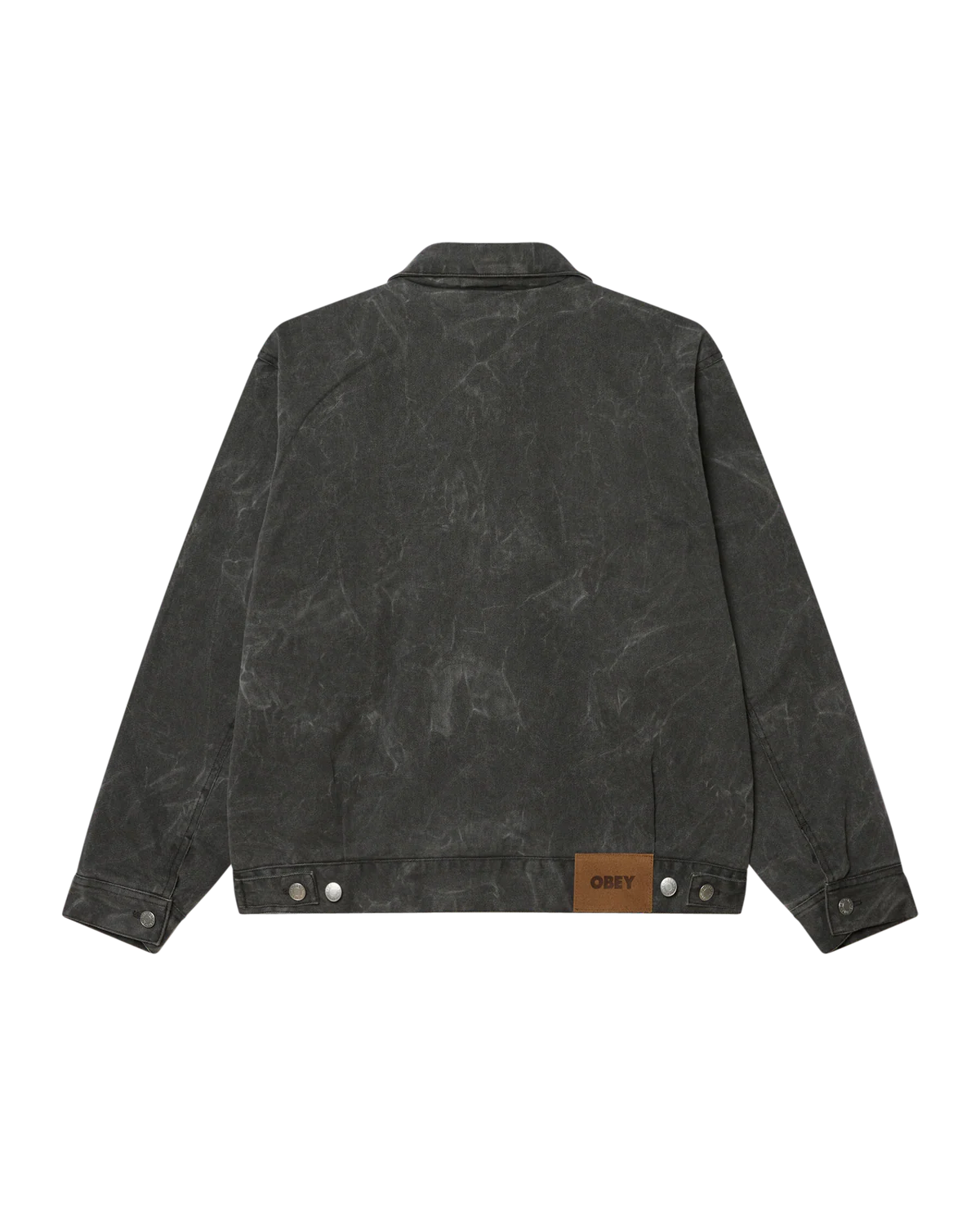 Obey Workman Zip Jacket Black Wrinkle Wash