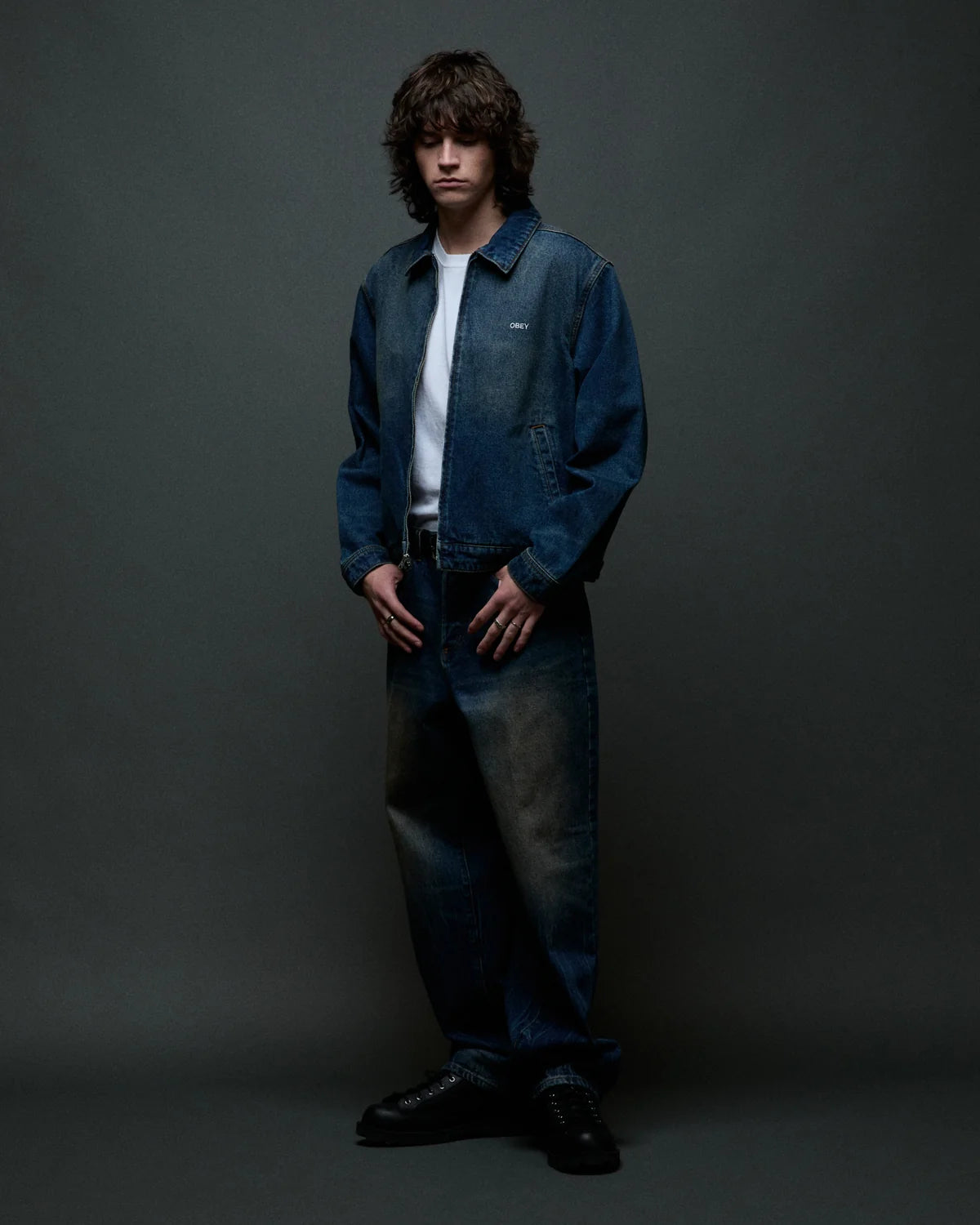 Obey Classic Baggy Denim Oil Stained Indigo