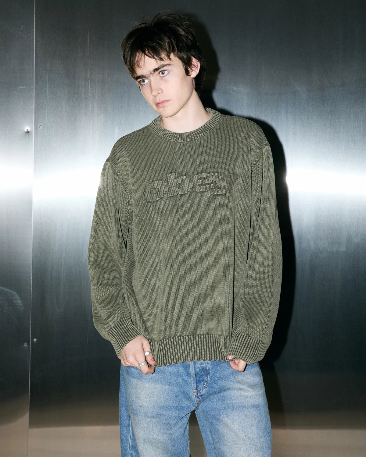 Obey Fade Wash Speed Logo Sweater Chimera Faded Wash