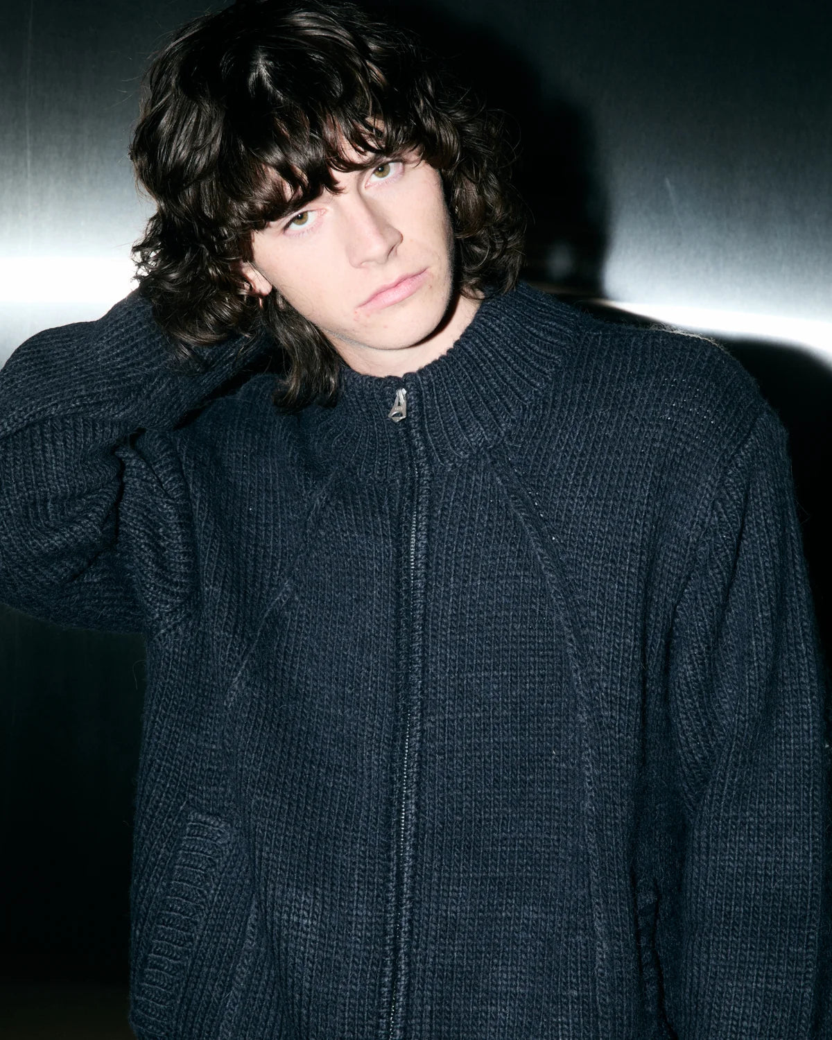 Obey Ryo Zip Up Cardigan Dark Navy
