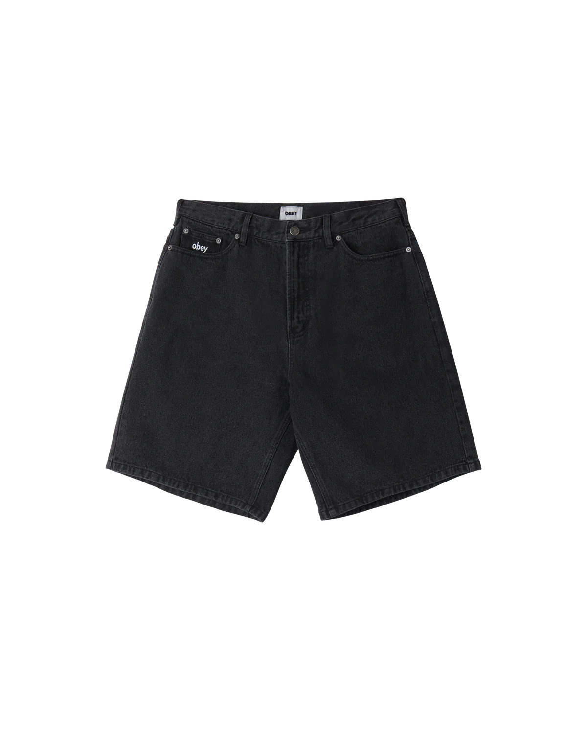 Obey Bigwig Baggy Denim Short Faded Black