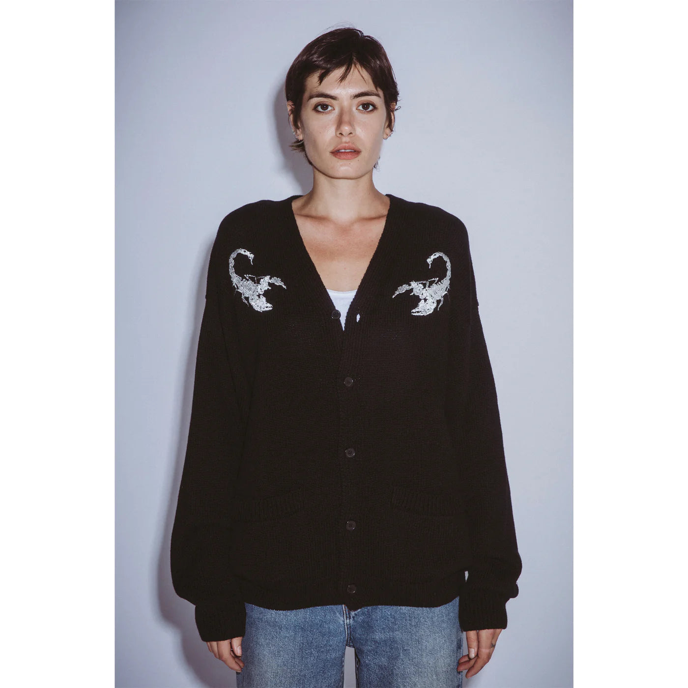 Fucking Awesome Embroidered Scropion Cardigan Black