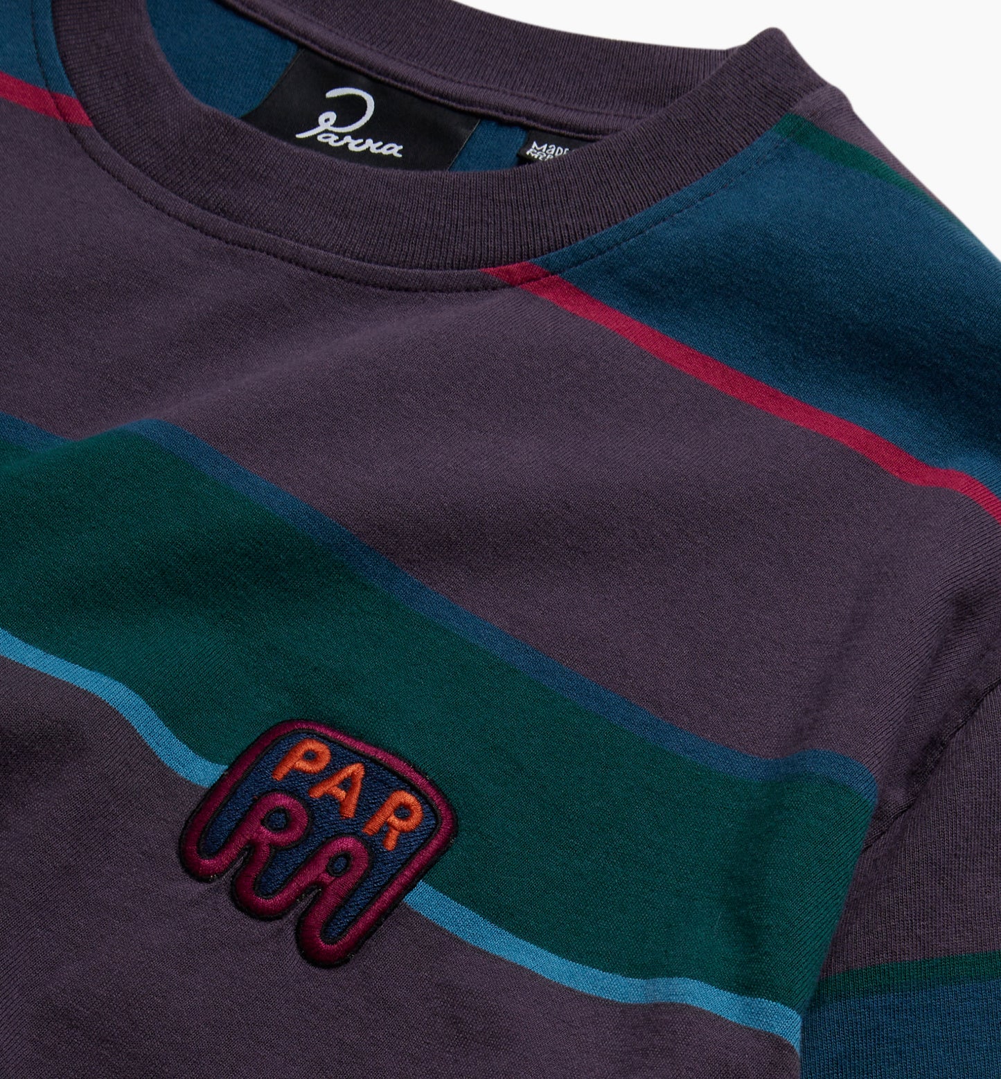 By Parra Fast Food Logo Striped T-Shirt Aubergine