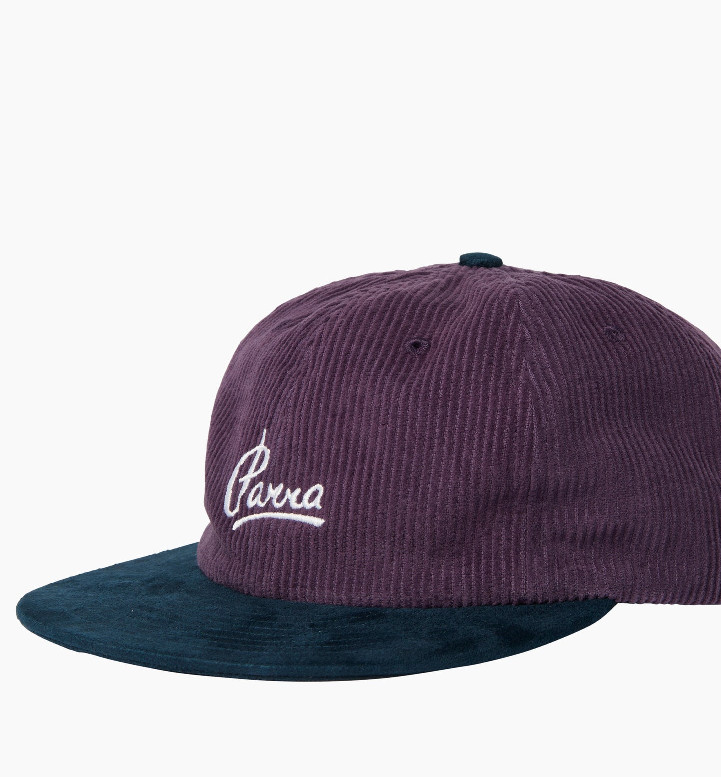 By Parra Painters Script Corduroy 6 Panel Hat Purple