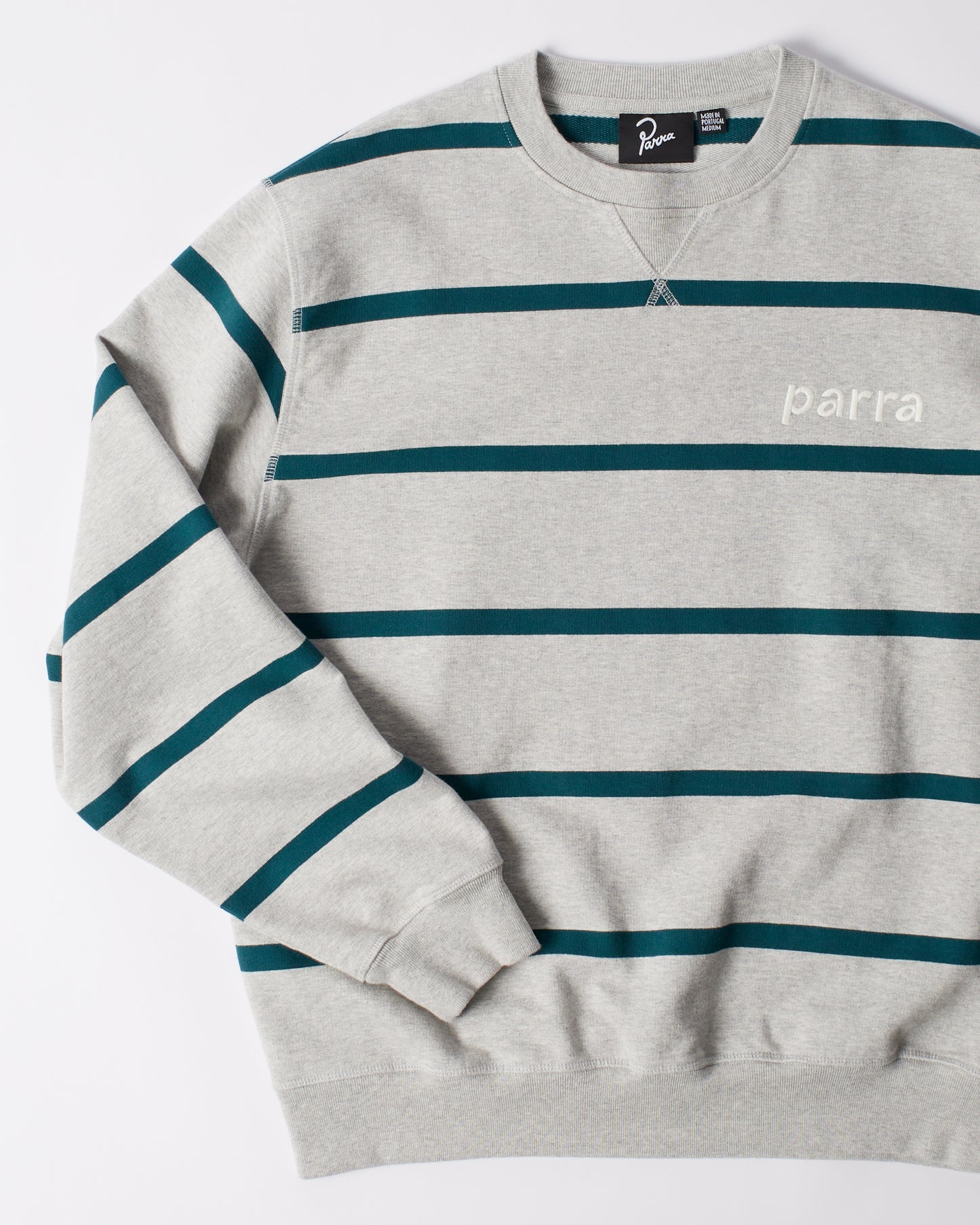 By Parra Pristine Striper Crewneck Sweater Heather Grey