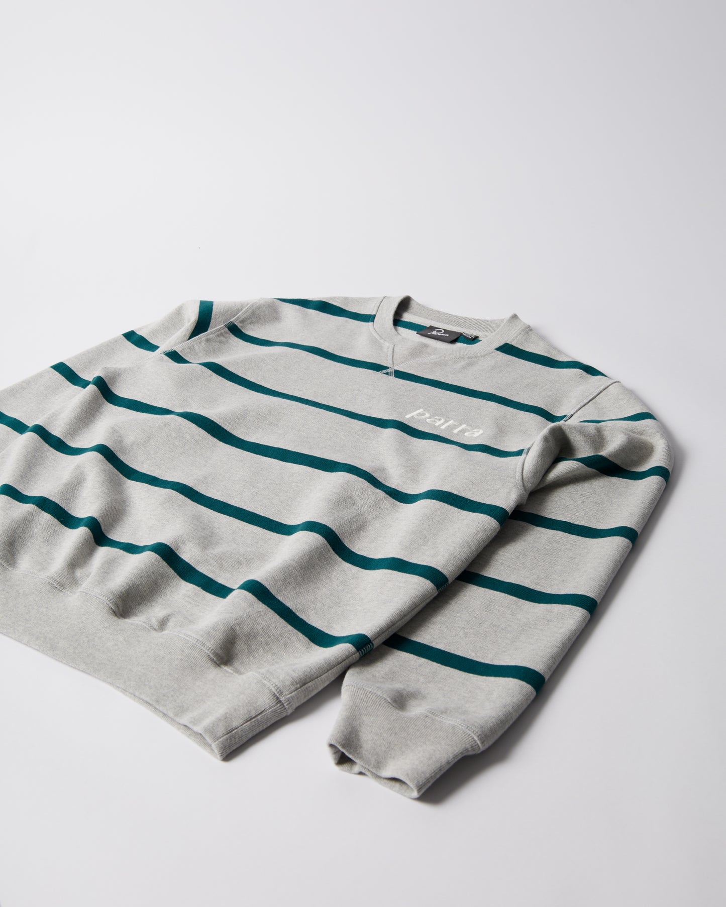 By Parra Pristine Striper Crewneck Sweater Heather Grey