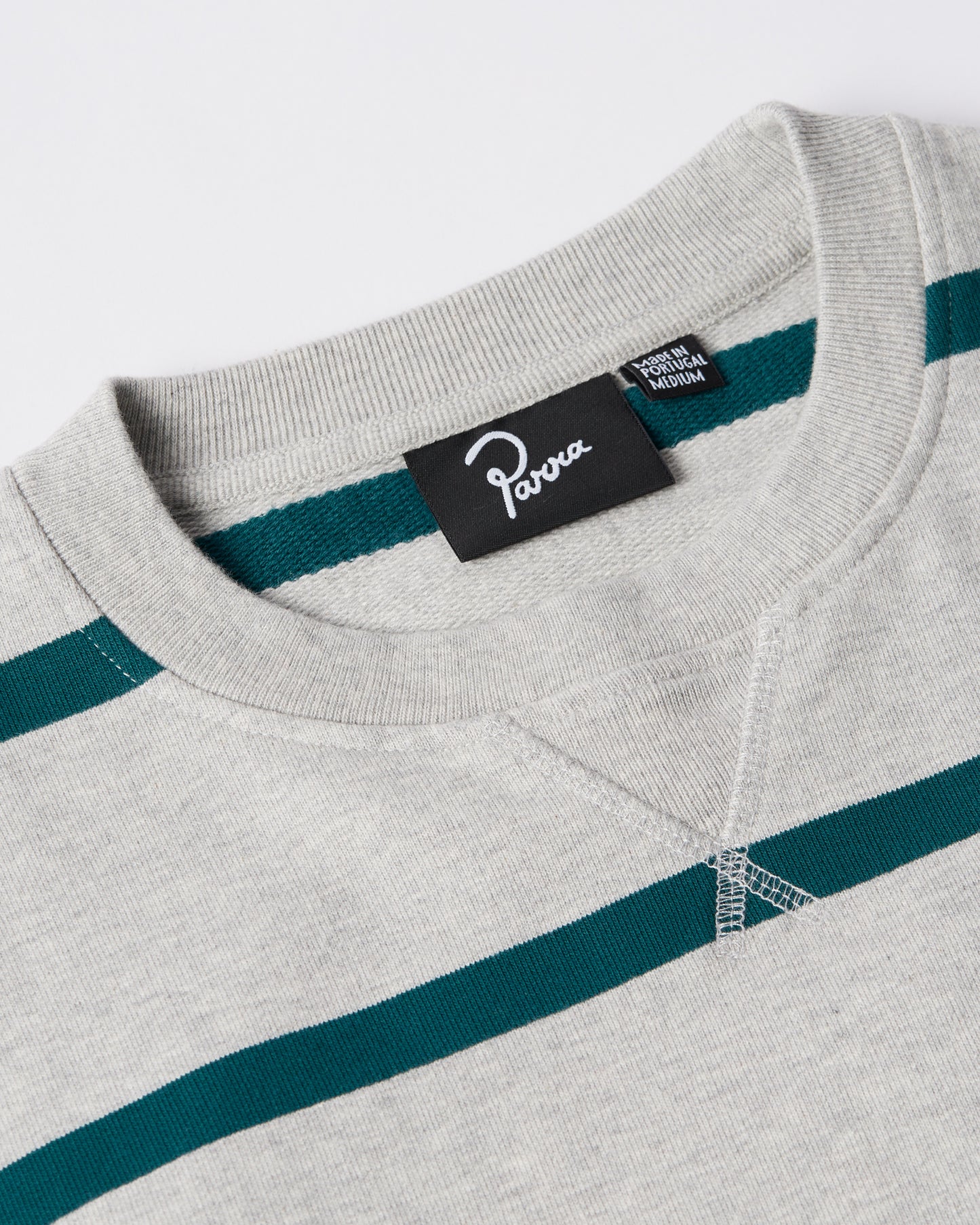 By Parra Pristine Striper Crewneck Sweater Heather Grey