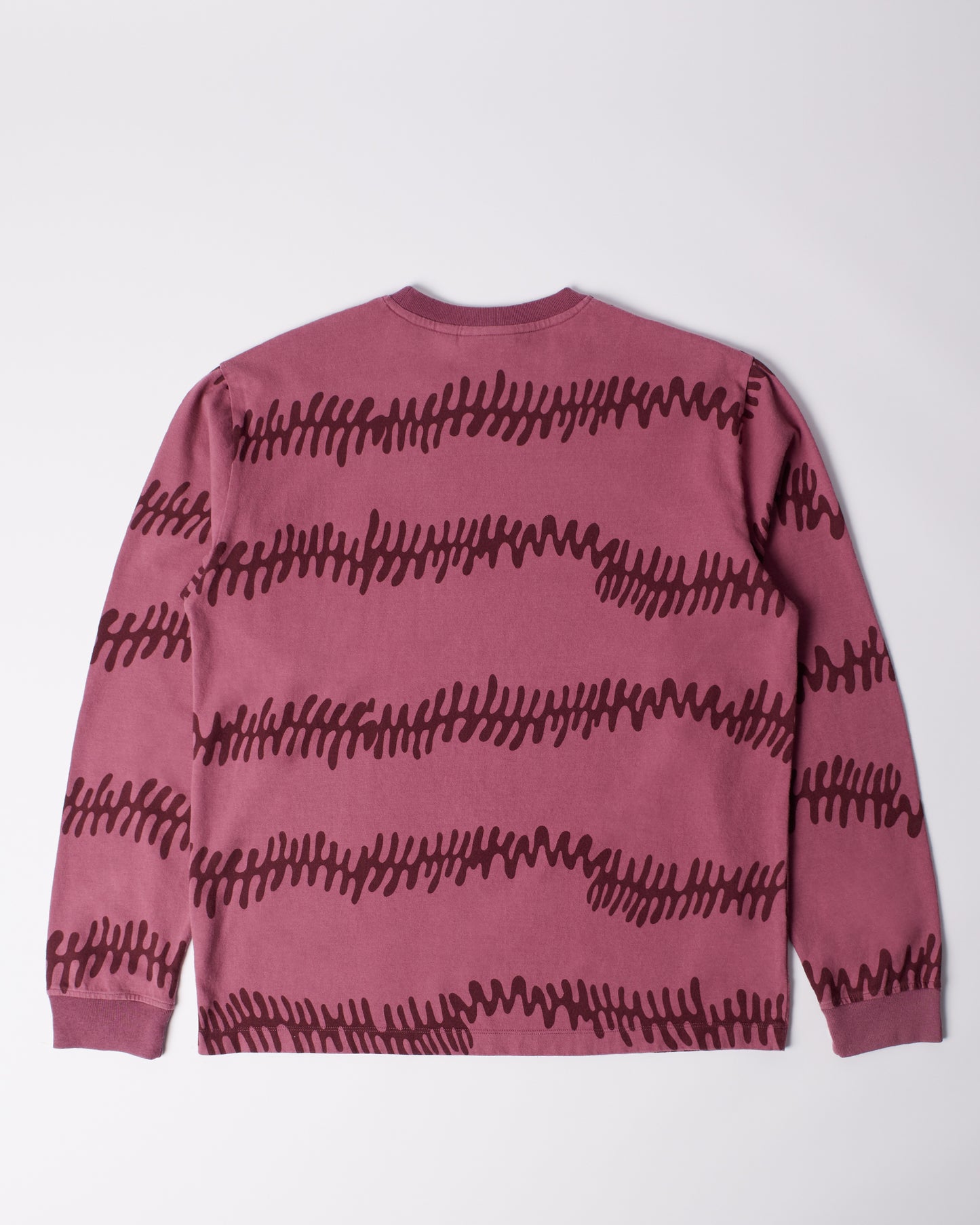 By Parra Stitched Skull Longsleeve T-Shirt Washed Magenta