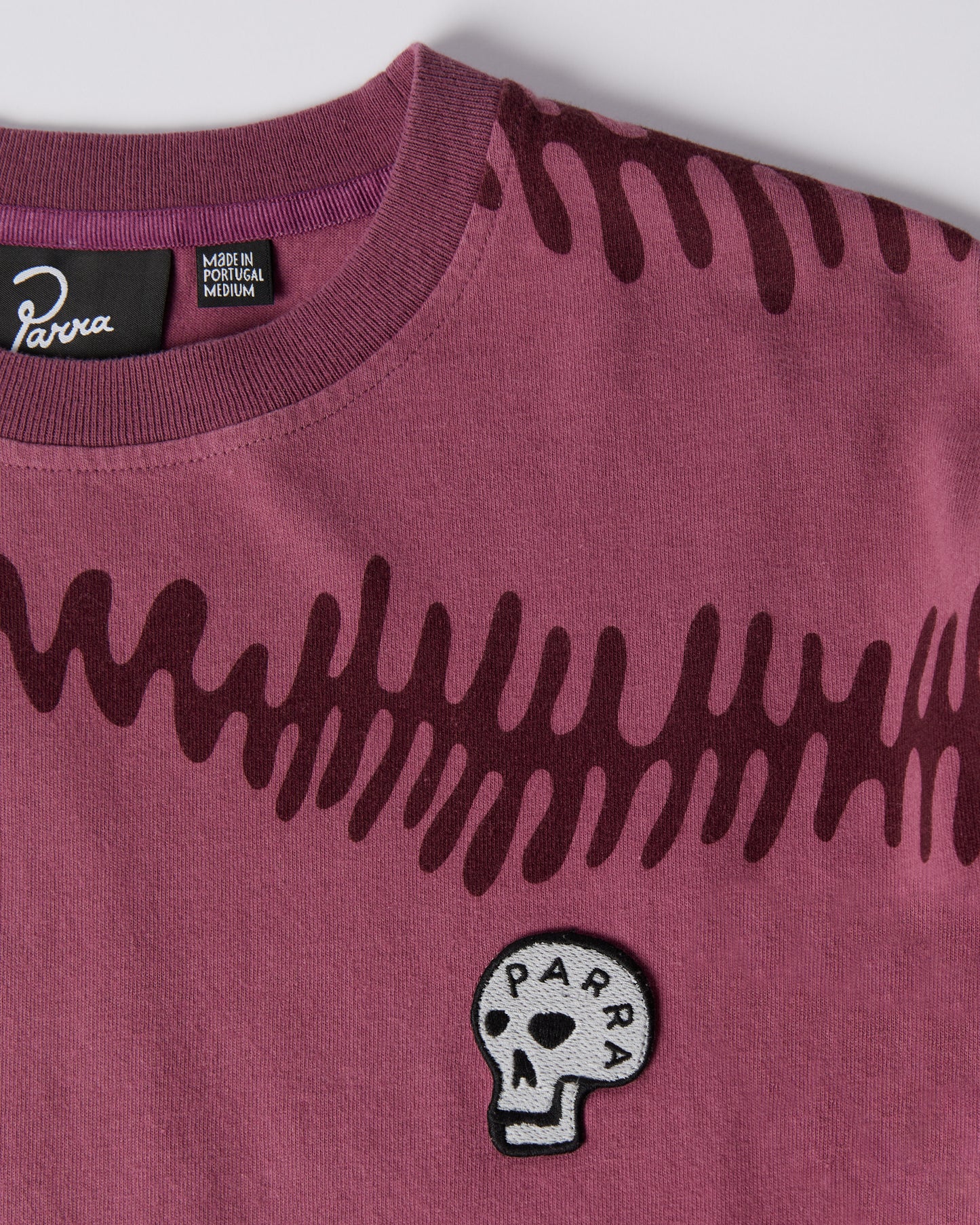 By Parra Stitched Skull Longsleeve T-Shirt Washed Magenta