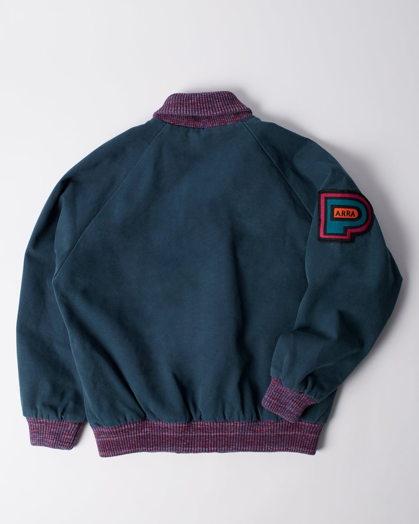 By Parra Skull Stalker Varsity Jacket Washed Blue