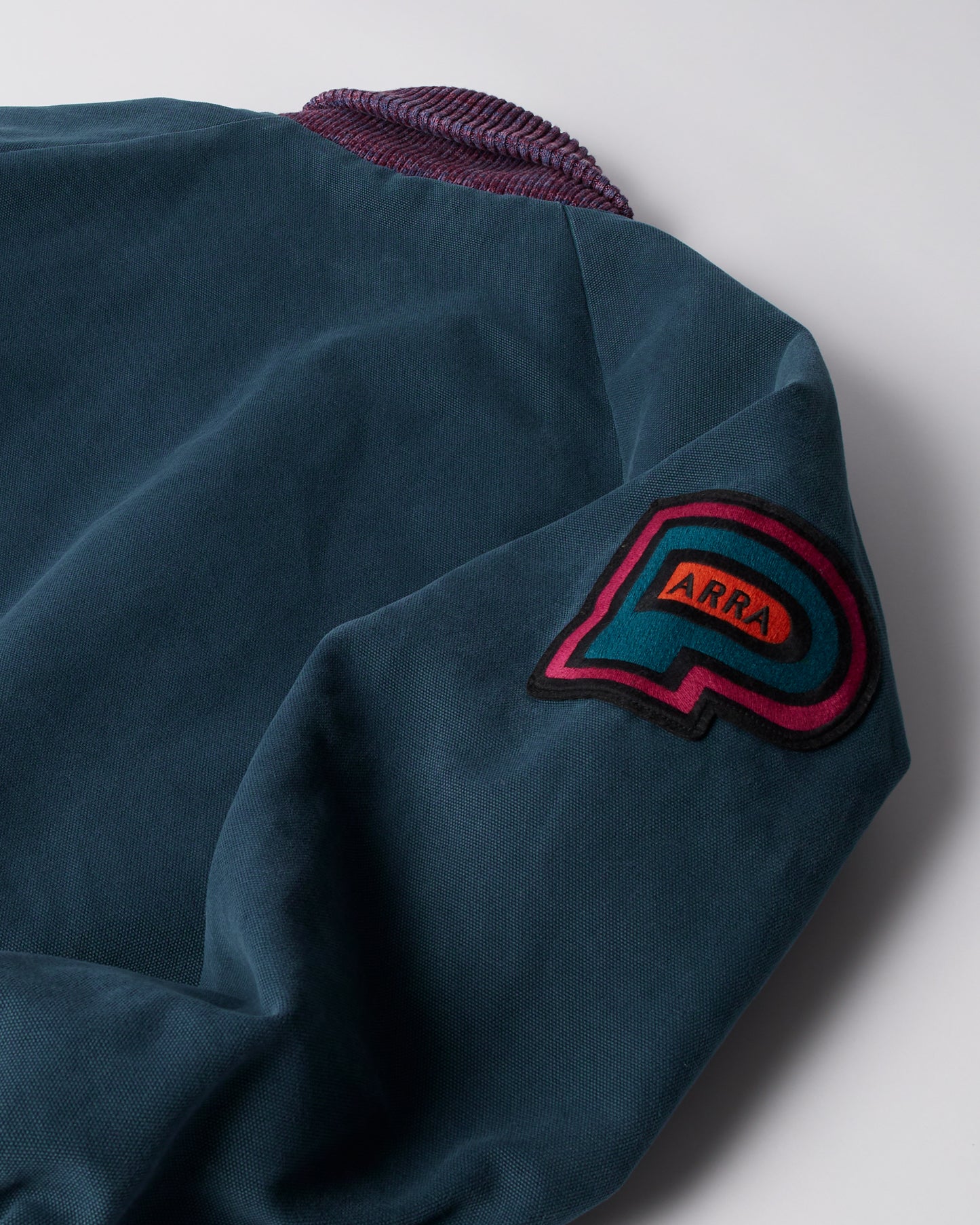 By Parra Skull Stalker Varsity Jacket Washed Blue