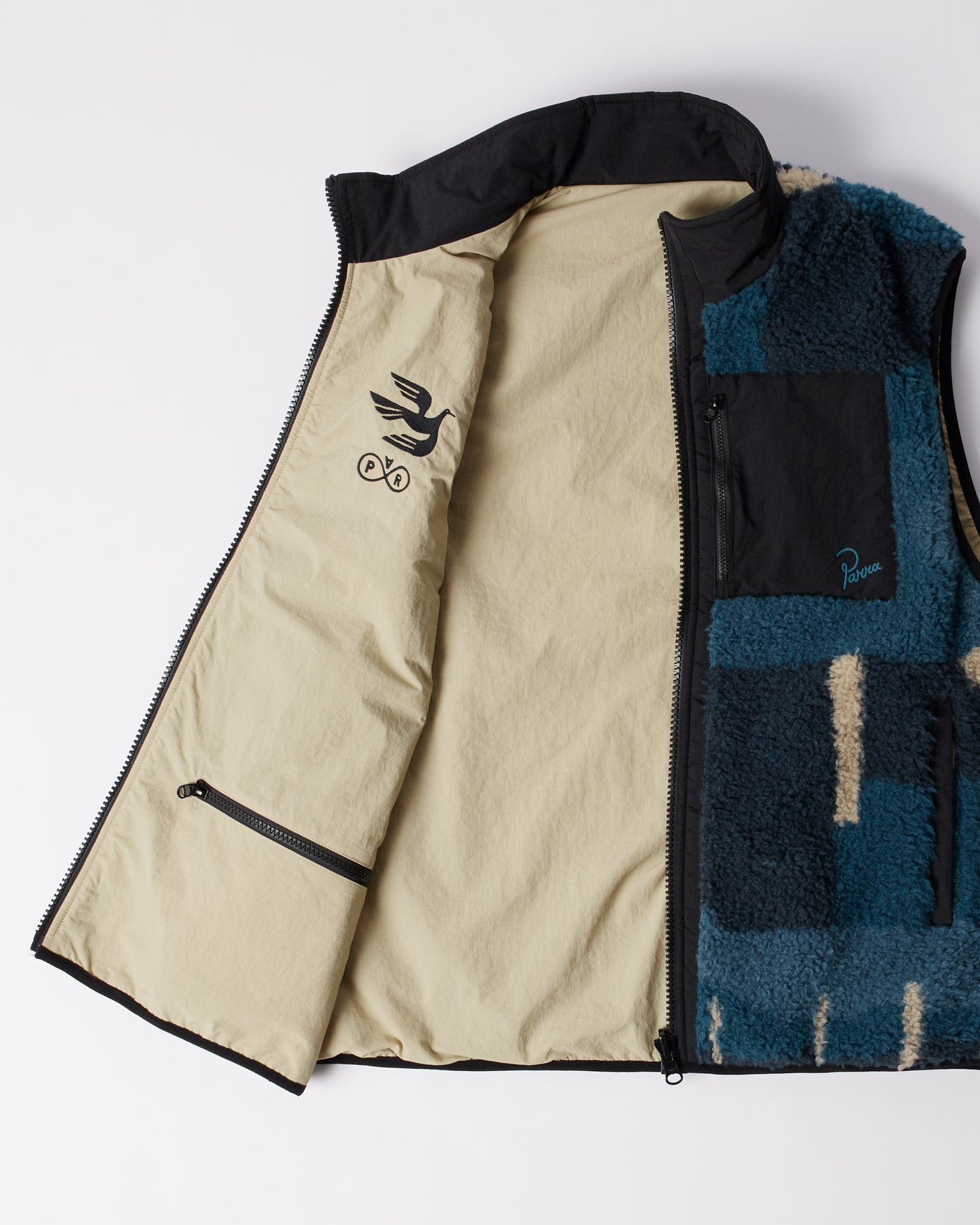 Parra Infinite Bird Reversible Vest Navy Blue