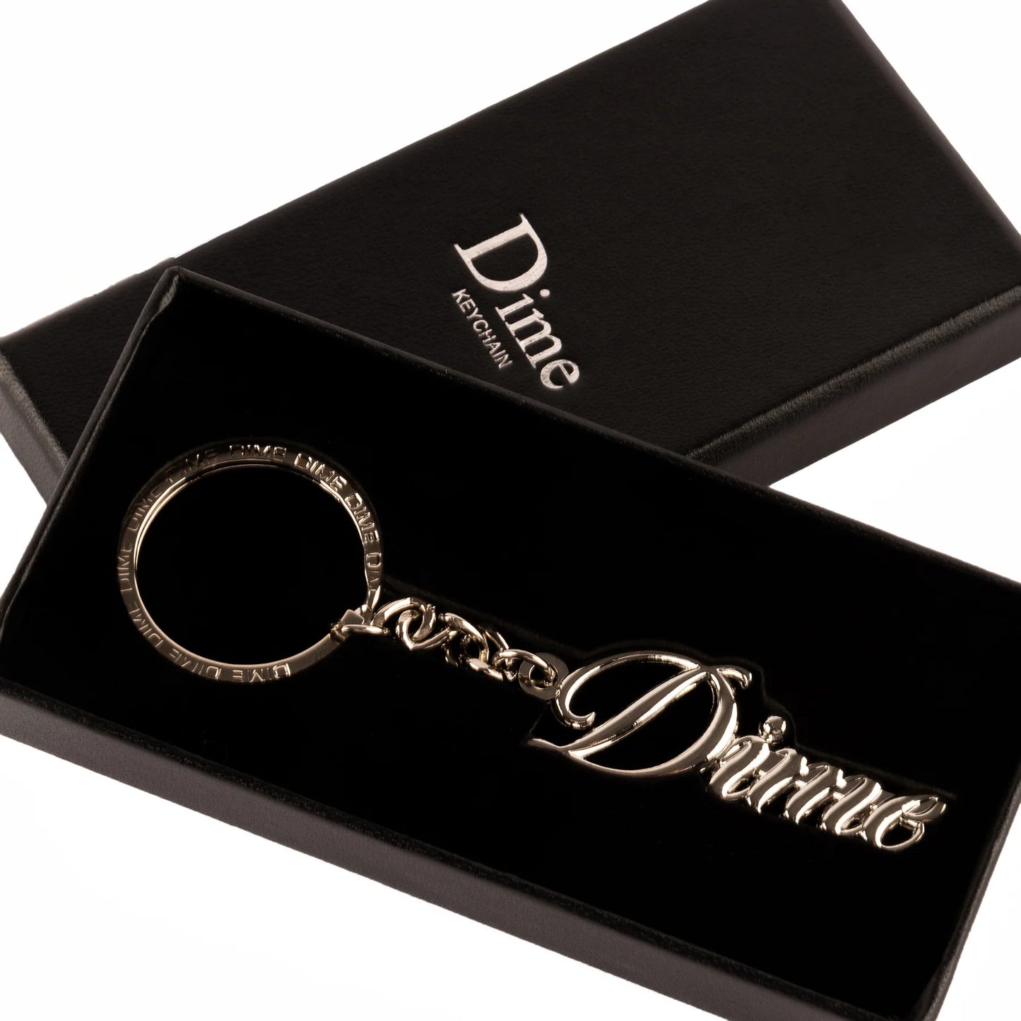 Dime Cursive Keychain Silver