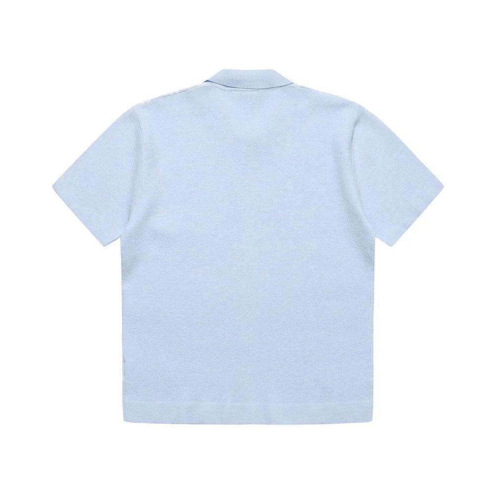 Helas Aldo Knit Full Zip Polo Light Blue