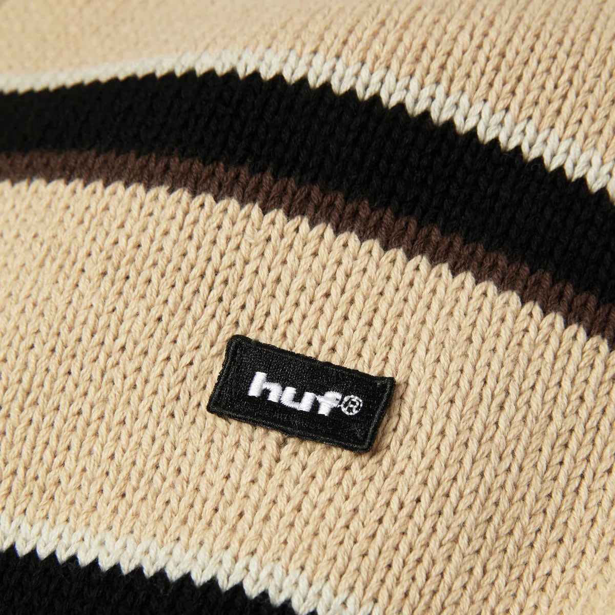 HUF Banks Striped Full Zip  Hooded Sweater Tan