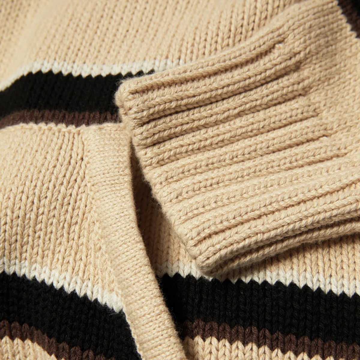 HUF Banks Striped Full Zip  Hooded Sweater Tan