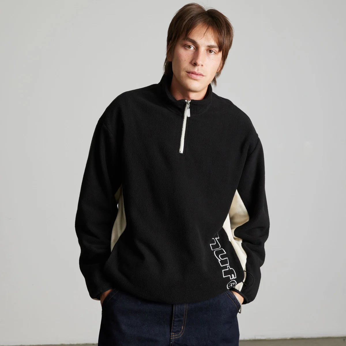 HUF Basecamp Quarter Zip Polar Fleece Black