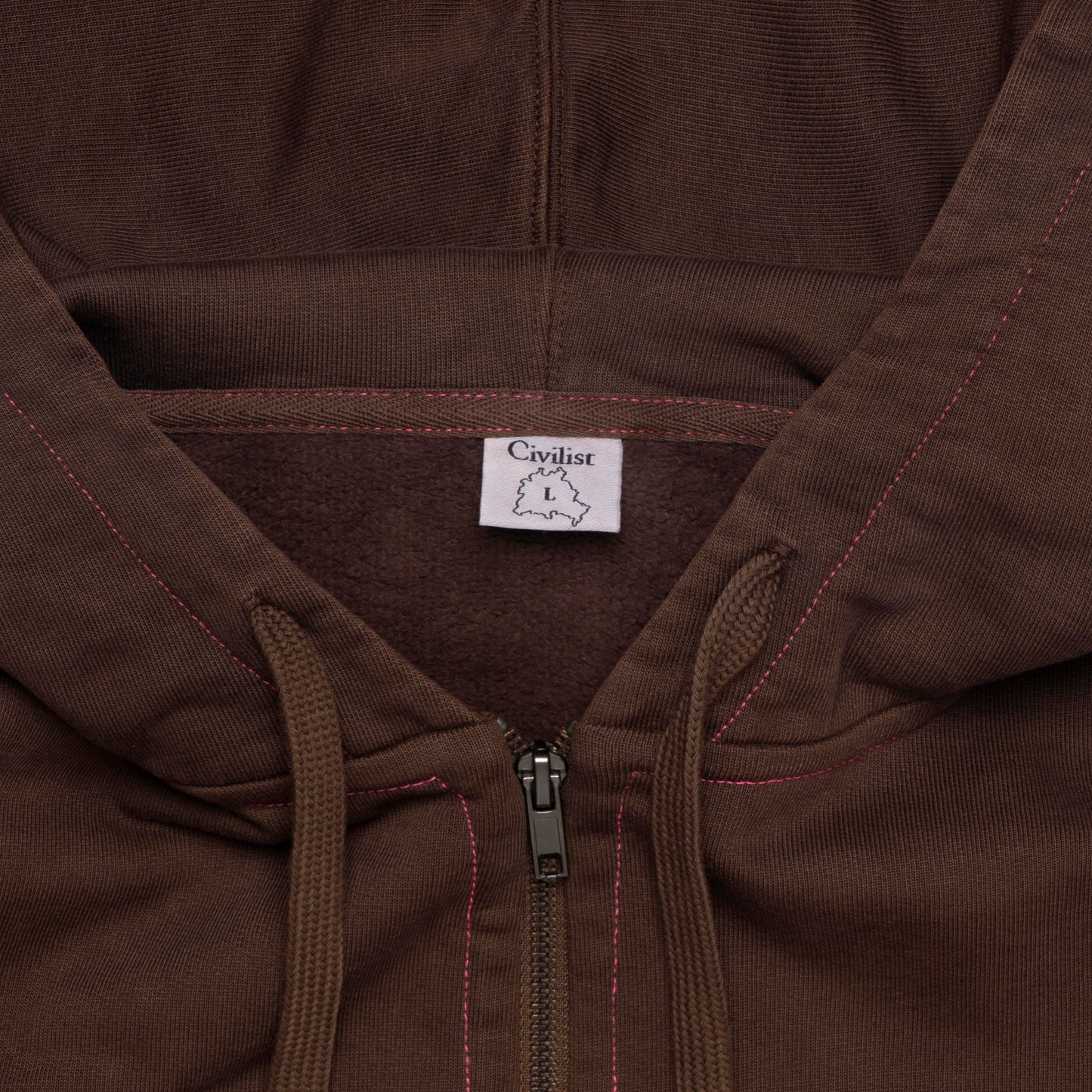 Civilist Angel Heavy Zip Hooded Sweater Brown