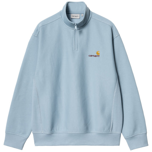 Carhartt WIP Half Zip American Script Sweater Frosted Blue