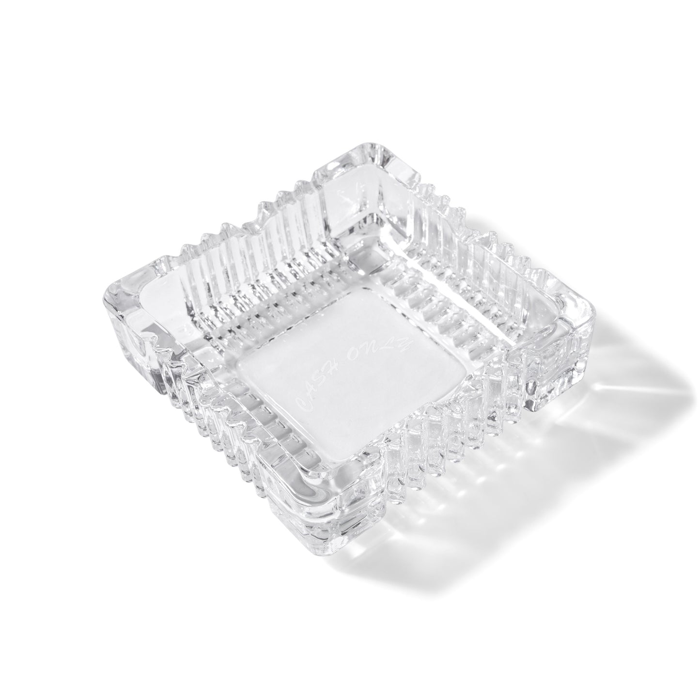 Cash Only Crystal Ashtray Clear