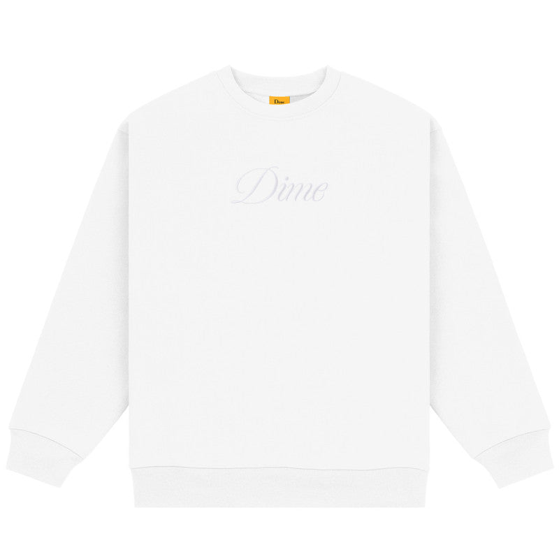 Dime Cursive Logo Crewneck Sweater White