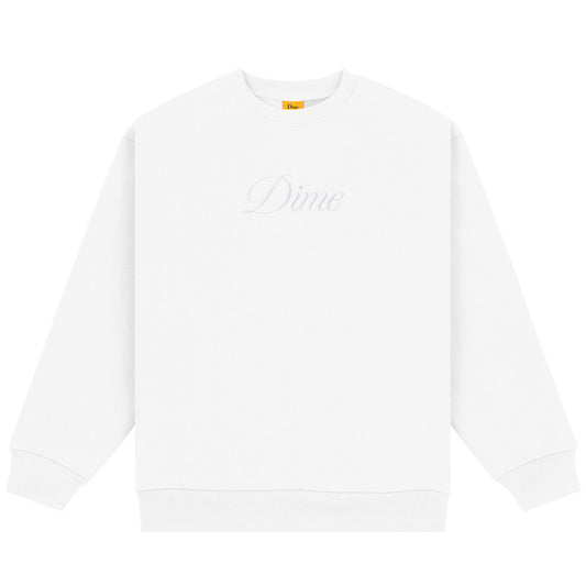 Dime Cursive Logo Crewneck Sweater White