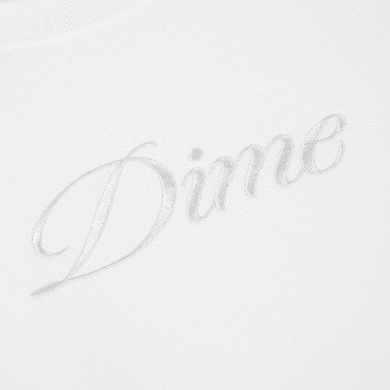 Dime Cursive Logo Crewneck Sweater White